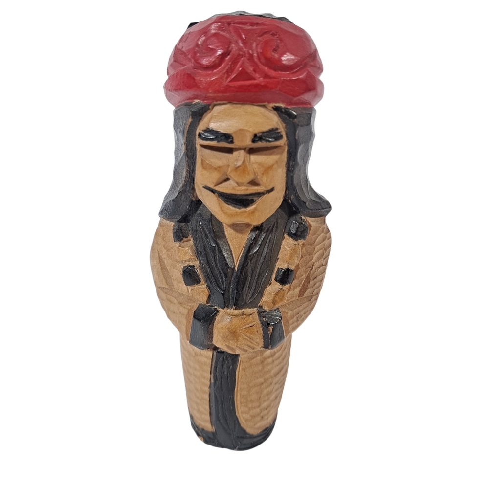 Vintage Japanese Island Of Ainu Kokeshi Doll Wooden 5.5"